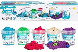 Genio Kids Arena Mágica 5 Colores 750g - Multicolor, 5 Accesorios para Arena Mágica para Niños 3 4 5 6 7 Años, Juego de Arena no Toxica