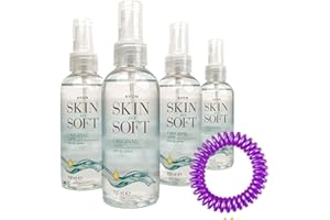 Skin So Soft Original Dry Oil Spray 150ml x 4 and Brighter Outside Citronella Bracelet x 1 (Random Colour) Deet Free Alternative to Insect, Mosquito & Midge Repellent