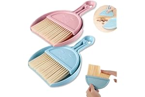 HSYTEK Tischbesen mit Schaufel, 2 Set Mini Handfeger Tischbesen Kehr Tragbare Schaufel, Camping Besen für Haus, Büro, Schule und Haustier Reinigung (2)