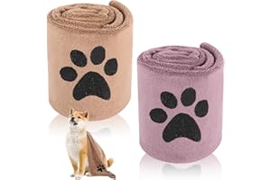 GFUEIGJ 2 Pièces Serviette Chien 75 x 35 CM Serviettes de Luxe Ultra Absorbantes pour Chien Serviete Chien Super Absorbante pour Animaux pour Chats（Violet, Brun）