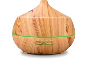 CHICSOLIS Aroma Diffuser für Ätherische Öle Luftbefeuchter: 400ml Diffuser Ätherische Öle Aromatherapie Öle Diffusor Holzmaserung Diffusor Ultraschall Duft Diffuser für Schlafzimmer Wohnung Büro Yoga - Gelb