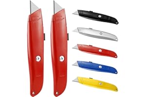 ARTCUT 2 Piezas Cuter, Cutter Retráctil, Bloqueo Automático Cutter Profesional para Cortar Cartones, Alfombras, Cajas, Cutter Pequeño Cortador de Aluminio, Cúter para Uso Doméstico y de Oficina, Rojo