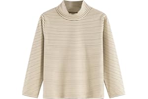 BABSUE T-shirt à col montant uni à manches longues extensible pour l'école - Haut thermique pour enfants