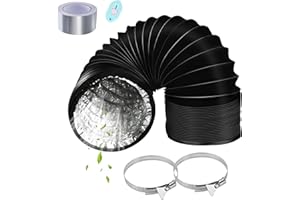 URHRHU Ø100 mm Condotti Tubo di Ventilazione Flessibile 2.2 m, Tubo Flessibile in Alluminio con 2 Fascette Stringitubo e 1 Nastro Adesivo Alluminio per Aria Condizionata Cappa Aspirante Hydroponics