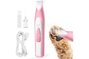 oneisall Maquina Cortar Pelo Perros Silenciosa, Profesional Cortapelos Perros con Luz LED, Recortadora de Patas Para Perros Gatos Cara Patas Orejas Ojos, Carga USB, 35dB