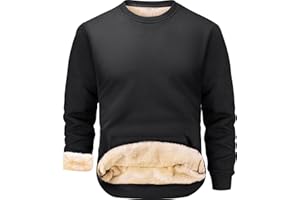 Peakwell Herren Gefütterte Sweatshirts Warm Winter Pullover Thermo Fleecepullover mit Kängurutasche