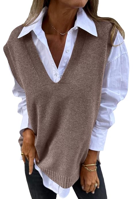 Gilet Sans Manches Femme OLIPHEE - Col V élégant En Tricot Polyester Pour Printemps/automne