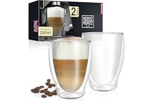 Moritz & Moritz Barista Milano 2 x 250 ml Cappuccino Gläser Doppelwandig – Doppelwandige Gläser für Kaffee, Tee oder Dessert - Spülmaschinengeeignet
