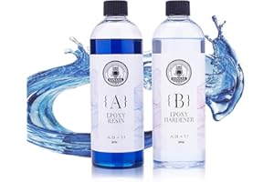 SANAAA Resina Epossidica Blu Oceano 474ml - Lucida Senza Bolle per Tavolo, Artigianato Artistico, Fusione, Fai Da Te, Arte in Resina, Gioielli (237mlx2)