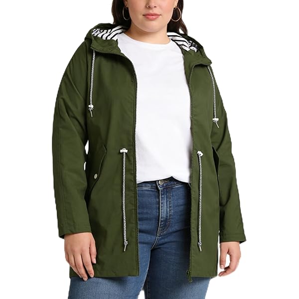 Tuopuda Waterdichte Jassen Lange Regenjassen voor Vrouwen Winddichte Regenjas Dames Gekapte Regenjas Outdoor Windjack Lichtgewicht Ademende Softshell Jas met Zakken, legergroen, M