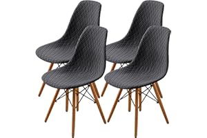 SHENGYIJING Esszimmerstühle Abdeckungen 2/4/6 Stück,Stil Shell Esszimmerstuhl Mid Century Modern Stuhl Sipcover,Gepolsterte Dining Accent Side Stuhlhussen (Grau,4 Pieces)
