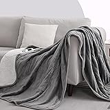 CORIWELL Electric Heated Blanket Throw - 160×120cm Electrical Flannel & Sherpa Blankets - 9 Heat Levels, 9hrs Timer, Auto-Off