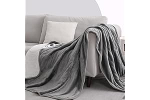 CORIWELL Wärmedecke Heizdecke Mit Abschaltautomatik, 180×130cm Flanell Elektrische Wärmedecken, 9 Temperaturstufen & 9 Stunden Zeiteinstellungen, Waschmaschine, Grau