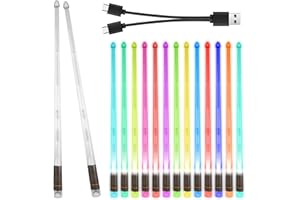 GOMETY 1 Paar Leuchtende Drumsticks, 13 Color PC Farbwechsel LED Leuchten Trommelstock mit One-Touch-Schalter, 2 Modi USB Rechargeable LED Schlagzeugstöcke für Groß Angelegte Nachtveranstaltungen Night