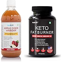 HealthVit Apple Cider Vinegar with Mother Vinegar Unfiltered - 500 ml and Healthvit Keto Fat Burner With Garcinia, Green…