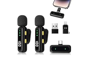 Monemey Kabelloses Lavalier Mikrofon für Handy-iPhone-Computer, Mini Mikrofon, Plug&Play, Ansteckmikrofon für Live-Streaming, Videoaufnahmen, Interviews im Freien oder Innenbereich, YouTube, TikTok
