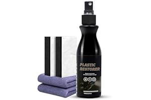 BIBOKLTIY Restaurador de Plasticos, Reparador y Renovador Plástico, Caucho y Cuero para Interior y Exterior, Impermeable & Protección UV, 120ml con Toalla + 2 Esponjas