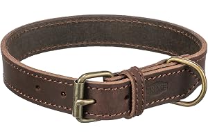 TRIXIE Rustic läderhundhalsband storlek S–M, 34–40 cm/25 mm – mörkbrun | Sydd i klassisk design för skonsam fastsättning – hållbar, noggrant utformad och behagligt mjuk