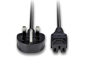 ABC PRODUCTS C15 Kettle Power Supply Adapter Cord Mains Cable Lead UK Plug with Notch - IEC Socket Hot Conditioned for Cisco Switches, PC, Monitor Server Wall Paper Stripper Steamer Crock Pot 1.8M Long