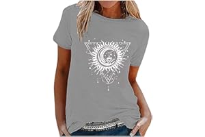 BUDAOWENG T-Shirt Manches Courtes Col Rond Femme Grande Taille Été Ample Tee Shirt Femme Chic Et Elegant Haut Décontracté Imprimé De Lettres Chemisier Femme Sexy Blouse Sport Lache Sportswear Ample Top Tunique