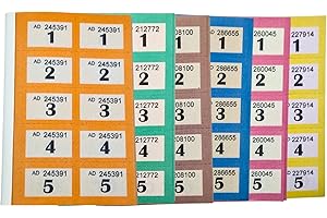 ZEBTON 1 x Raffle Tickets 1-1000, Cloakroom Tickets, Lucky Draw, Tombola Draw, Prize Draw and Charity Events Assorted Colours