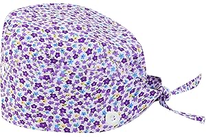 DAAOMI Bonnet Chirurgical Femme Imprimé Fleuri Calot Chirurgical Infirmière Homme Réglable Bonnet De Travail Coton Hat Anti-Poussière Chapeau De Travail Absorbant La Transpiration avec Boutons