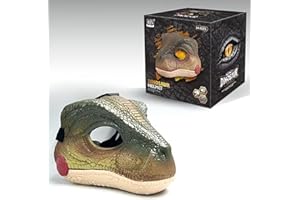 PKKP Dino Mask Headgear, Dino Mask Moving Jaw with Sound, Adjustable Size, Realistic Mask Dragon, Halloween, Party, Masquerade, Cosplay Gift Props