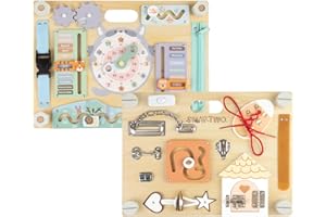 Smartwo Juguetes Montessori 2 3 4 5 Años, Busy Board de Madera para Niños, Panel Sensorial, Tablero Actividades, Motricidad Fina, Juegos Educativos, Juegos de Viaje, Regalos Originales Infantil