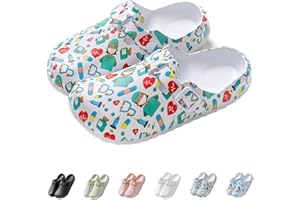 IDEINER Women Garden Clogs Shoes Men Slip on Mules Sandal Lightweight Nurse Kitchen Clogs Ladies Clogs in Print Design Walk Shoes Size UK 4-9.5