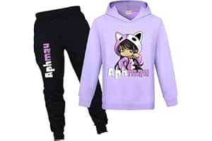 YUANZLN Youtube Merch Girls Tracksuit Hoodie & Joggers Pant 2Pcs Outfit Kids Cartoon Casual Clothing