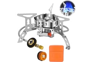 COIKES 6800W Windproof Camping Stove Portable Camping Gas Stove Outdoor with Piezo Ignition Camping Gas Burner Stove Folding Backpacking Stove Suitable for Hiking, Camping, Trekking and Picnic