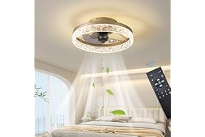 EXLAFI Quiet Ceiling Fans with Lights Remote Control, Modern Lighting Fan Ceiling Light LED Dimmable Ceiling Fan Lamps for Bedroom Living Room, Fan Reversible and 6 Speeds (Gold, 40CM)