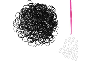 KOMONEE 300 Black Loom Bands Refill Pack with Hook Tool and Clips Art Craft Friendship Bracelet Jewellery Making Childrens Game