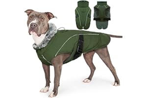 PUMYPOREITY Fleecehundemantel Winter, Warm Hunde Jacke Weste Mantel Winddicht Outdoor für Große Hunde Anzug Winter (Armeegrün, 2XL)