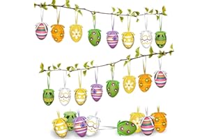 SOETDERT Ostereier zum Aufhängen, 24 Bunte Ostereier aus Kunststoff zum Aufhängen, Osterdeko Ostereier mit Tollen Mustern für Draußen und Innen Draußen Osterstrauchdeko Frühlingsdeko (24)