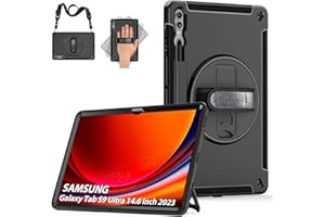 Etui do Samsung Galaxy Tab S9 Ultra: Miesherk Wojskowy Ochronny Odporny Na Wstrząsy Pokrowiec do Galaxy Tab S9 Ultra/S8 Ultra 14,6 cala 2023/2022-S Uchwyt na długopis, Obrotowy podpórka - Pasek na