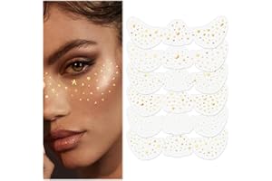 TELAIN 6 stylów, brokatowe naklejki z tatuażem, błyszczące metaliczne sztuczne piegi, wodoodporne, błyszczące złote folie do makijażu twarzy