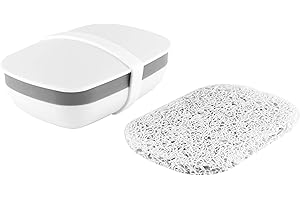 Snowkingdom Travel Soap Holder Box Container with Strong Sealing & Silicone Band & Soap Saver, Portable Leak Proof - White