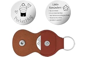 Kabwea Token positivo per abbraccio con pratica custodia in pelle, ideale come regalo divertente e portafortuna personale per San Valentino, multicolore, L