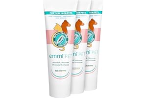 ‎EMMI-PET Emmi-pet 3x Hunde-Zahncreme für Ultraschall-Zahnbürste – Hundezahnpasta für alle Hunderassen – Ohne Titandioxid, Fluorid & Parabene – Vegan, schonend & ohne Tierversuche – 225 ml