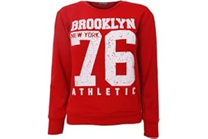 Fashion Star Unisex Kids Girls Brooklyn 76 Newyork 98 Slogan Print Long Sleeves Fleece Stretchy Pullover Sweatshirt Top Sizes 7-13 Years