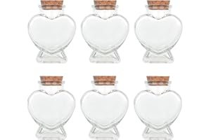 Magic Season Dekoracyjne szklane butelki z korkiem (80 ml butelki w kształcie serca / 6 szt.)