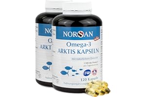 ‎NORSAN NORSAN Premium Omega-3 Arktis Dorschöl Kapseln 2x120 Kapseln - 1.500 mg Omega-3 pro Portion - Fischöl Kapseln aus nachhaltigem Wildfang