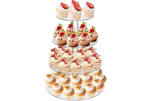 ONEZEBRA Alzata 4 Piani , Alzatina per Dolci a 3 Piani,Supporto per Dolci,Alzata per Torta,Alzata Frutta,Espositore per Dolci e Frutta,Alzatina per Halloween Matrimonio Festa di Compleanno Trasparente