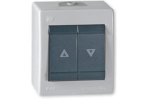 ALING-CONEL | All-in-One Aufputz Jalousientaster | Rolladenschalter - Grau / Anthrazit | 10AX/250V~ / IP 44 | Serie: Power Line | Art.-Nr. PL003-257.1A