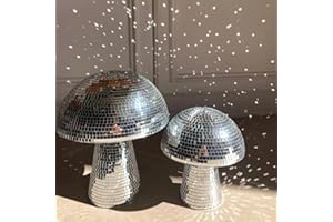 PW TOOLS Spiegel-Pilz-Disco-Kugel, Pailletten, Funkelnde Pilzform, Tischskulptur, Styropor und verspiegelte Glas-Pilz-Disco-Kugel, für Heim-KTV-Kunstdekorationen, Partyzubehör