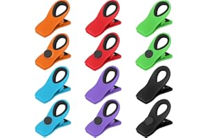 VNDUEEY 12 Pack Magnetic Chip Clips Bag Clips Food Bag Clips for Food Packages, Kitchen Clips with Magnet for Refrigerator, Plastic Assorted Colors Bag Clips for Food Storage, Chips Bag and Snack Bag