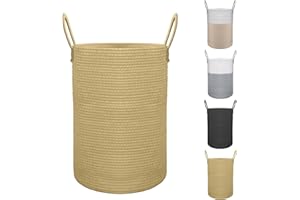 Tking Woven Storage Basket 38cm x 52cm Cotton Rope Basket 60L Extra Large Blanket Basket Laundry Baskets for Clothes Bedding Toy Baby Storage Organiser Living Room Nursery Laundry Hamper (Brown)