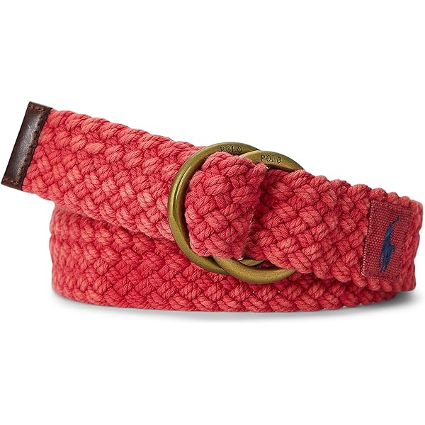 小物 RALPH LAUREN /PONY LOGO BRAIDED BELT RED New Polo Ralph Lauren Mens Dark Brown Pony Logo Plaque