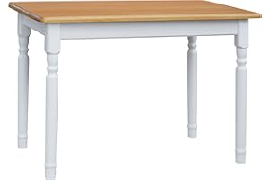 ‎K KOMA KOMA Dining Table, 120 x 70 cm, Solid Pine Wood, White Honey, Country House Style
